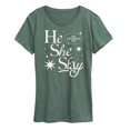 thumbnail image 1 of Instant Message - He She Slay - LGBT Pride - Women's Short Sleeve Graphic T-Shirt, 1 of 6