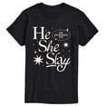thumbnail image 1 of Instant Message - He She Slay - Men's Short Sleeve Graphic T-Shirt, 1 of 6