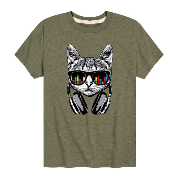 Instant Message - Headphones Cat, Equalizer Glasses - Toddler And Youth Short Sleeve Graphic T-Shirt