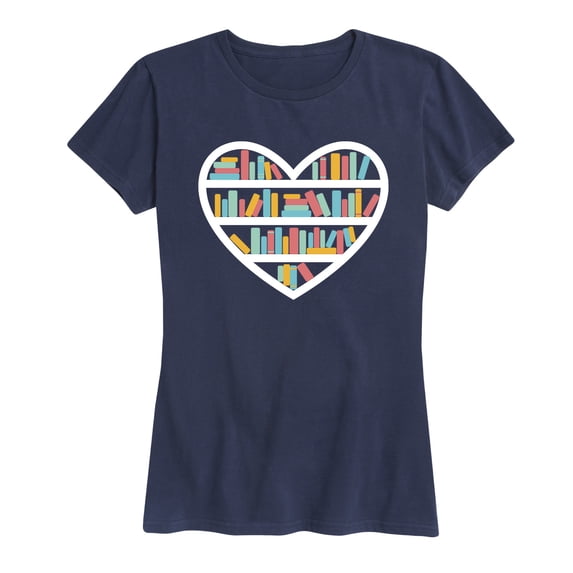 Instant Message - Heart Book Shelf Short Sleeve Graphic T-Shirt