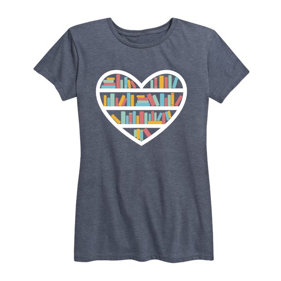 Instant Message - Heart Book Shelf Short Sleeve Graphic T-Shirt
