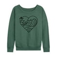 thumbnail image 1 of Instant Message - Heart Ocean Line Art - Women's Lightweight French Terry Long Sleeve Shirt, 1 of 6
