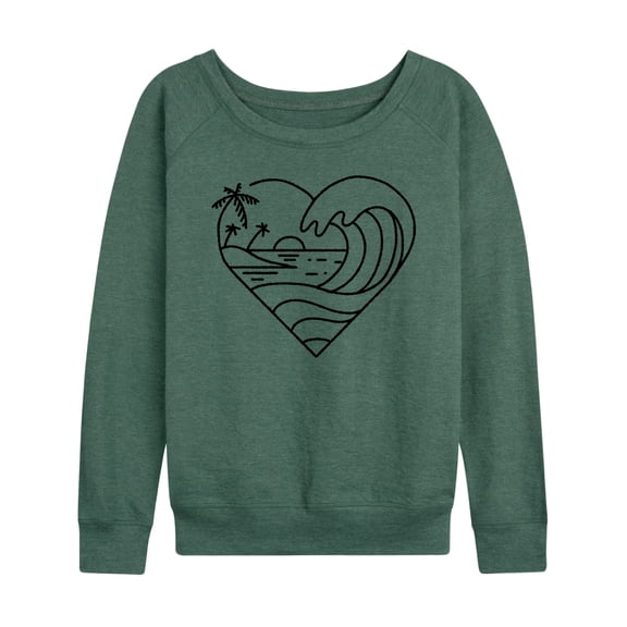 Instant Message - Heart Ocean Line Art - Women's Lightweight French Terry Long Sleeve Shirt
