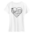 thumbnail image 1 of Instant Message - Heart Ocean Line Art - Women's Short Sleeve Graphic T-Shirt, 1 of 6