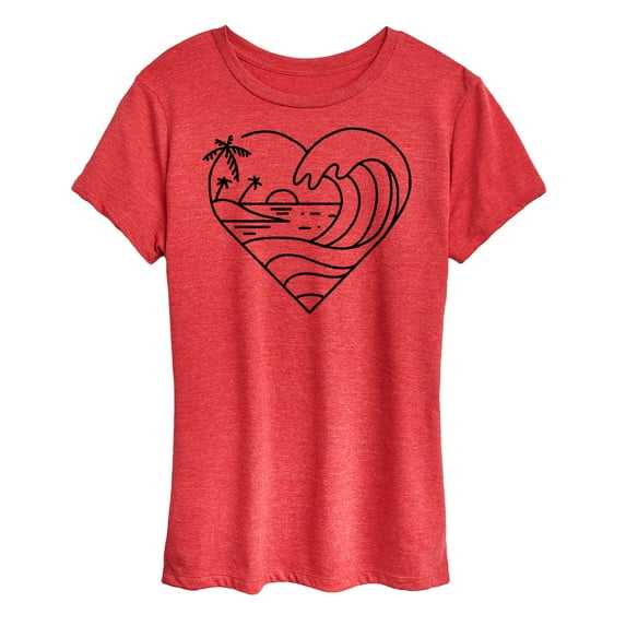 Instant Message - Heart Ocean Line Art - Women's Short Sleeve Graphic T-Shirt