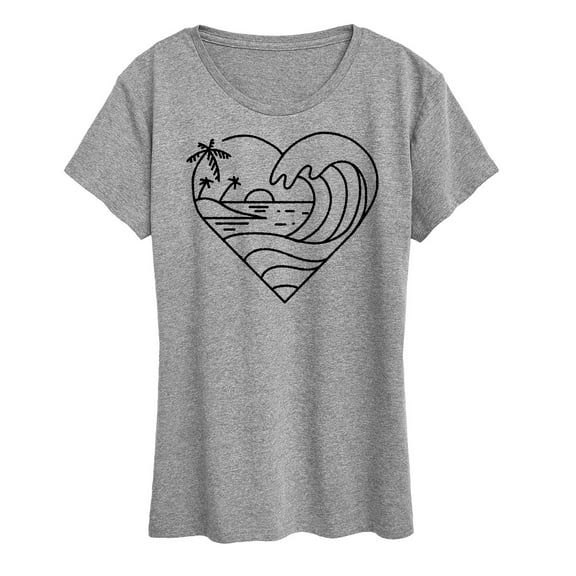 Instant Message - Heart Ocean Line Art - Women's Short Sleeve Graphic T-Shirt