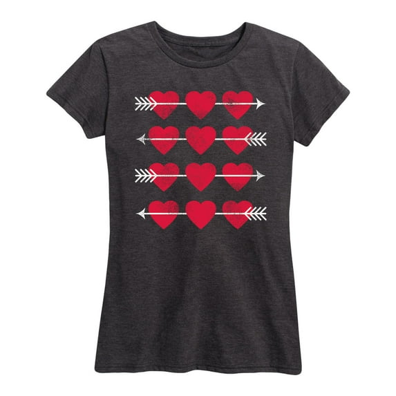 Instant Message - Hearts And Arrow Grid - Valentine Love Women's Short Sleeve Graphic T-Shirt