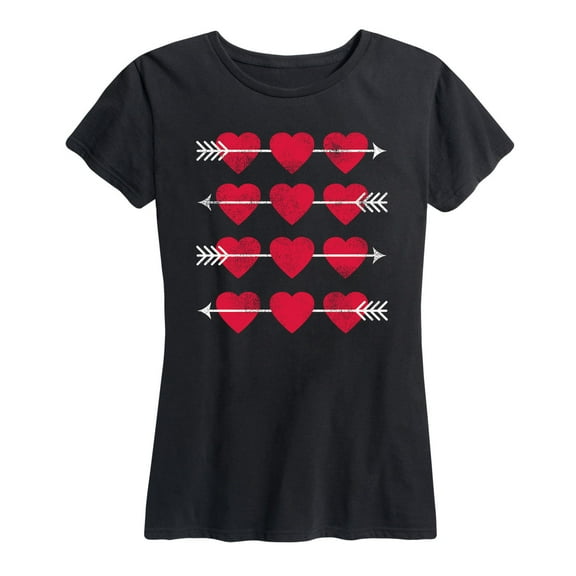 Instant Message - Hearts And Arrow Grid  - Valentine Love  Women's Short Sleeve Graphic T-Shirt