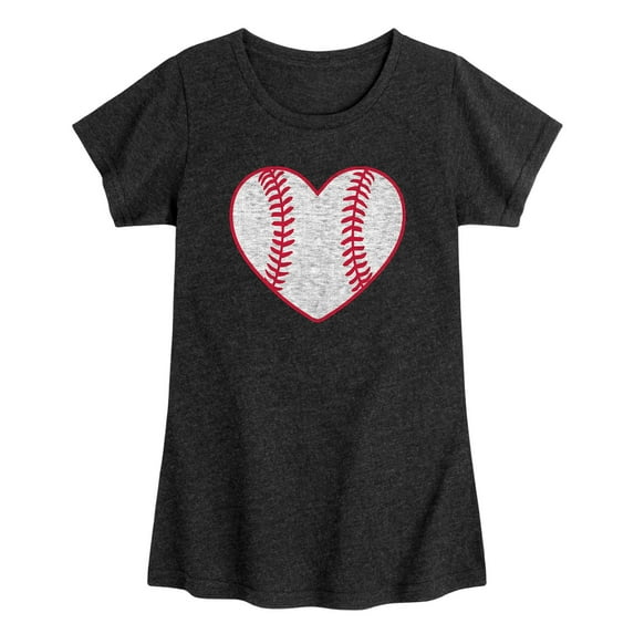 Instant Message - Heathered Baseball Heart - Youth Girls Short Sleeve T-shirt