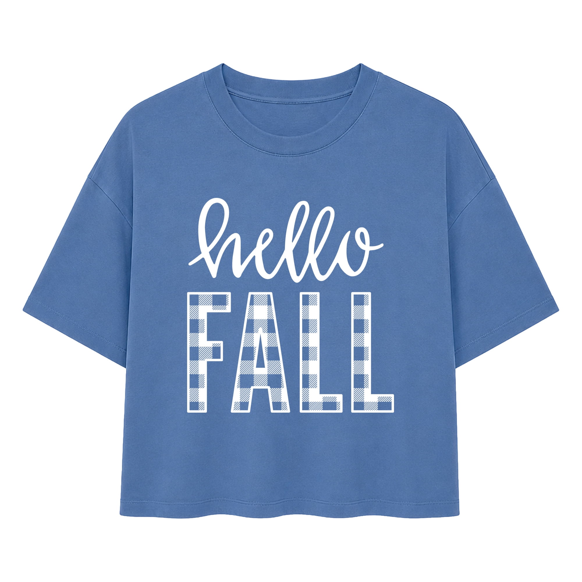 Instant Message - Hello Fall Plaid Women's Boxy T-Shirt - Walmart.com
