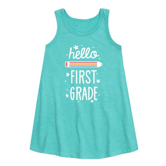 Instant Message - Hello First Grade - Toddler & Youth Girls A-line Dress