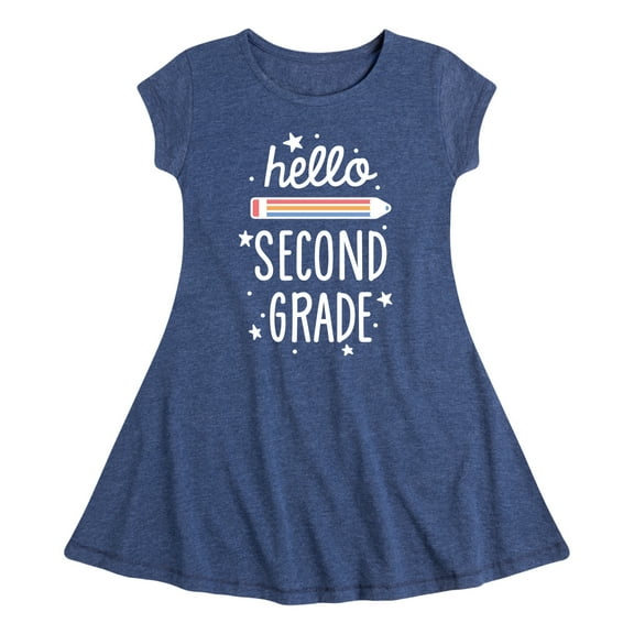 Instant Message - Hello Second Grade - Toddler & Youth Girls Fit & Flare Dress