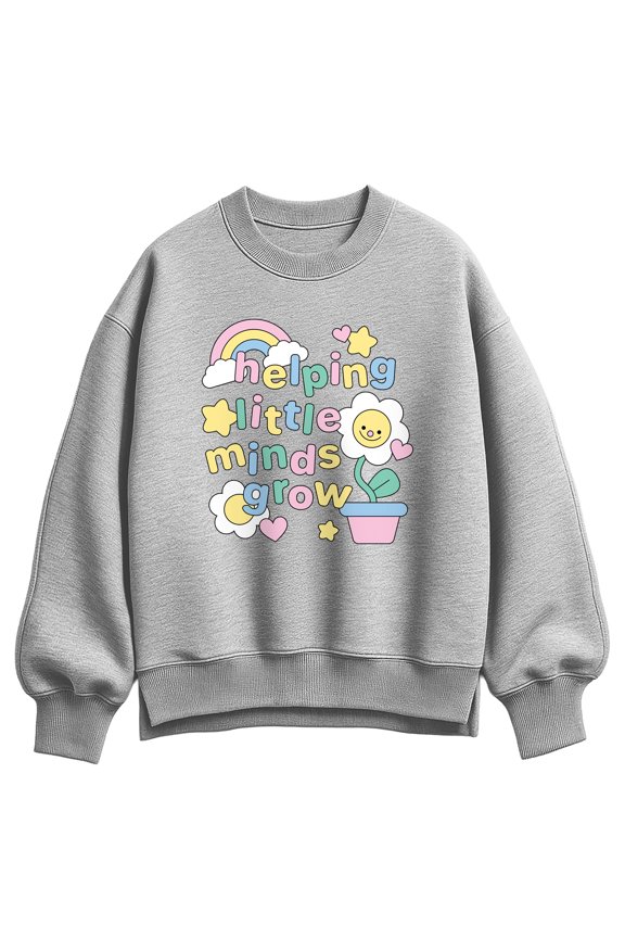 - Helping Little Minds Grow - Women's Oversized Fleece Crew Sweatshirt