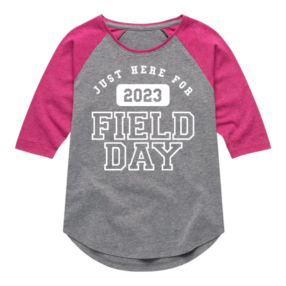 Instant Message - Here For Field Day - Toddler And Youth Girls Raglan Graphic T-Shirt