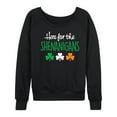 thumbnail image 1 of Instant Message - Here For The Shenanigans St. Patrick's Day - Women's Lightweight French Terry Long Sleeve Shirt, 1 of 5