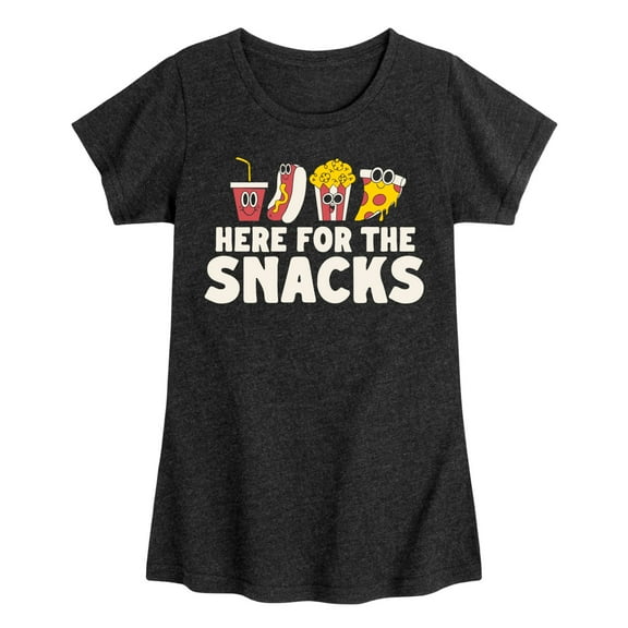 Instant Message - Here For The Snacks - Toddler & Youth Girls Short Sleeve Graphic T-Shirt