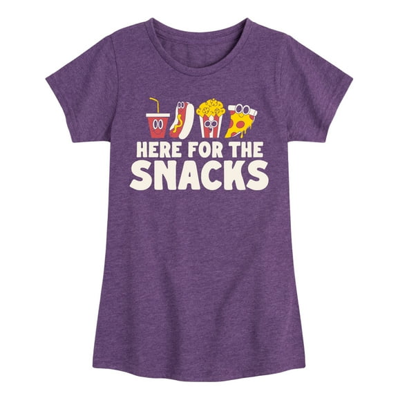 Instant Message - Here For The Snacks - Toddler & Youth Girls Short Sleeve Graphic T-Shirt