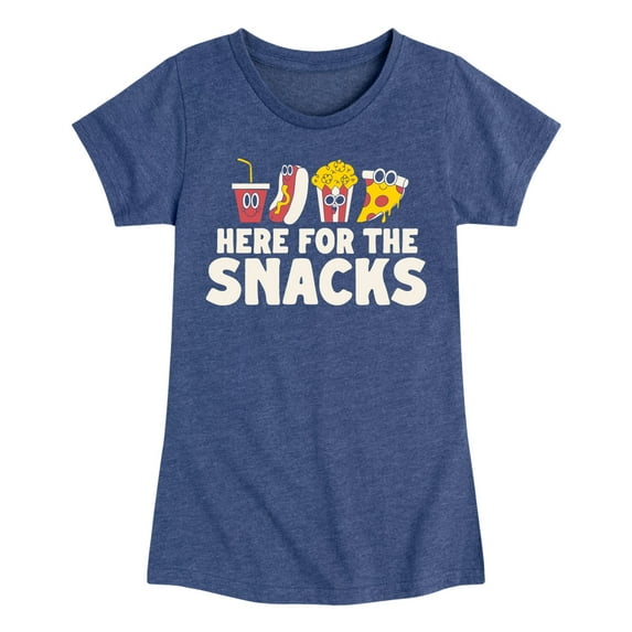 Instant Message - Here For The Snacks - Toddler & Youth Girls Short Sleeve Graphic T-Shirt