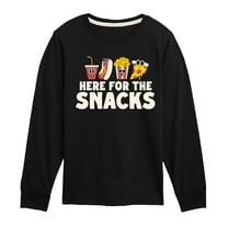 Instant Message - Here For The Snacks - Toddler & Youth Long Sleeve Graphic T-Shirt