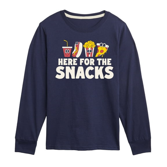Instant Message - Here For The Snacks - Toddler & Youth Long Sleeve Graphic T-Shirt