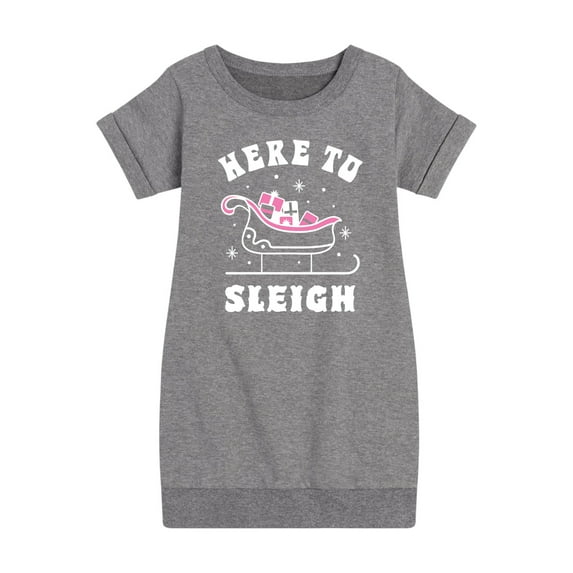 Instant Message - Here To Sleigh Christmas - Toddler & Youth Girls Fleece Dress