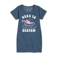 thumbnail image 1 of Instant Message - Here To Sleigh Christmas - Toddler & Youth Girls Fleece Dress, 1 of 6