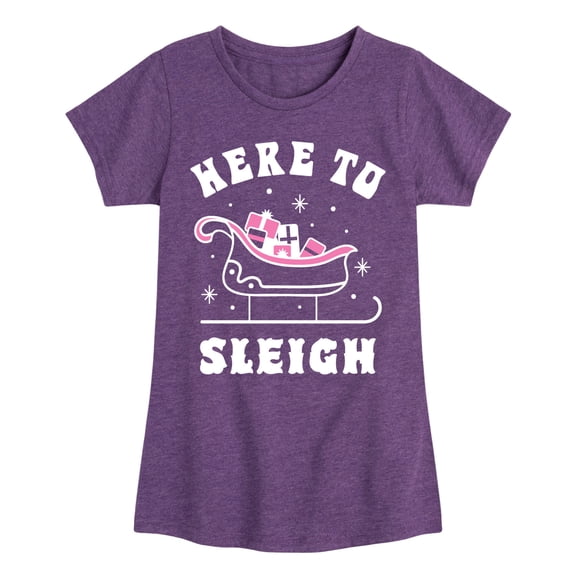 Instant Message - Here To Sleigh Christmas - Toddler & Youth Girls Short Sleeve Graphic T-Shirt