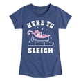 thumbnail image 1 of Instant Message - Here To Sleigh Christmas - Toddler & Youth Girls Short Sleeve Graphic T-Shirt, 1 of 6