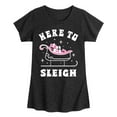 thumbnail image 1 of Instant Message - Here To Sleigh Christmas - Toddler & Youth Girls Short Sleeve Graphic T-Shirt, 1 of 6