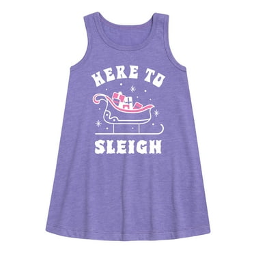 Instant Message - Here To Sleigh - Toddler & Youth Girls A-line Dress