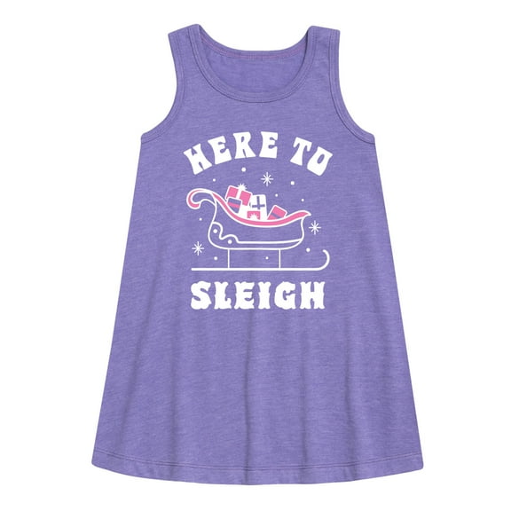 Instant Message - Here To Sleigh Christmas - Toddler & Youth Girls A-line Dress