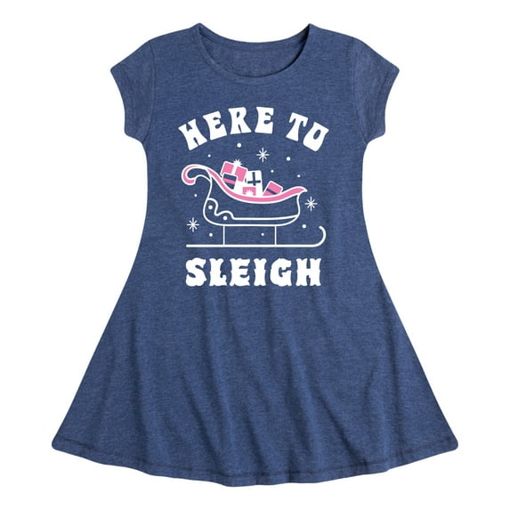 Instant Message - Here To Sleigh - Toddler & Youth Girls Fit & Flare Dress