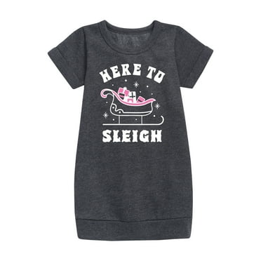 Instant Message - Here To Sleigh - Toddler & Youth Girls Fleece Dress