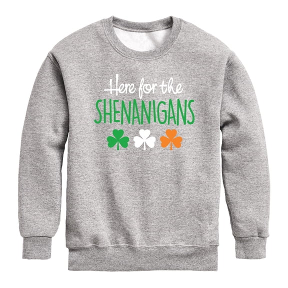 Instant Message - Here for the Shenanigans - Youth Boys Crew Fleece Sweatshirt
