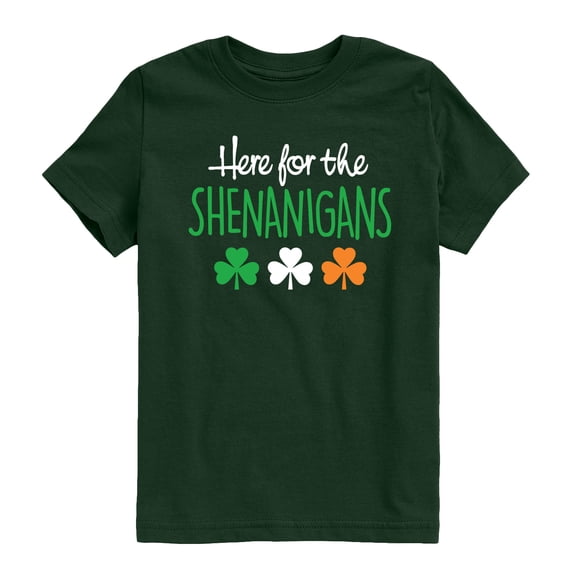 Instant Message - Here for the Shenanigans - Youth Boys Short Sleeve Graphic T-Shirt