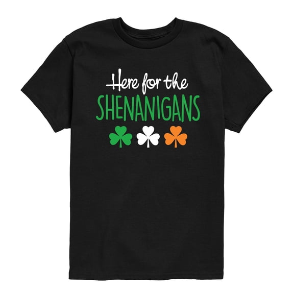 Instant Message - Here for the Shenanigans - Youth Boys Short Sleeve Graphic T-Shirt