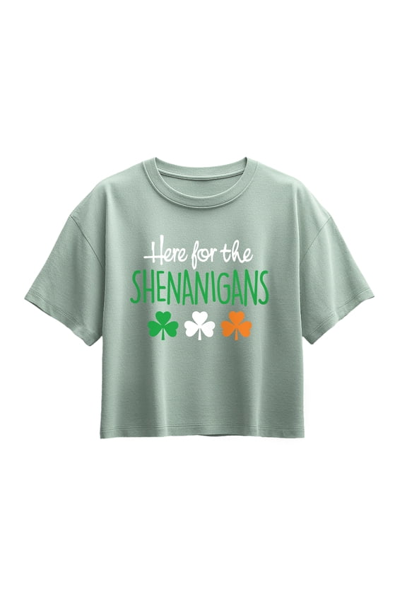 - Here for the Shenanigans - Youth Girls Boxy T-Shirt