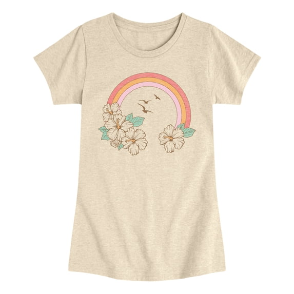 Instant Message - Hibiscus Rainbow Fitted Short Sleeve Graphic T-Shirt