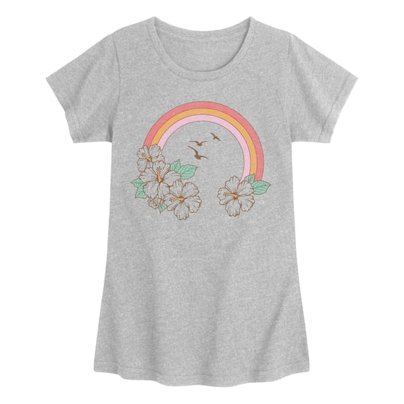 Instant Message - Hibiscus Rainbow Fitted Short Sleeve Graphic T-Shirt