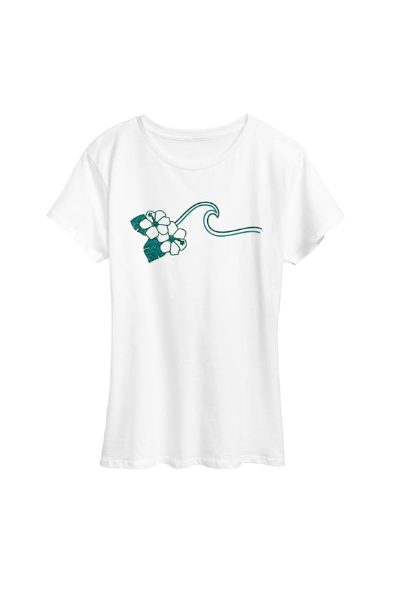 - Hibiscus and Wave - Women's Short Sleeve Graphic T-Shirt