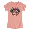 thumbnail image 1 of Instant Message - Highland Cow Flower Crown - Toddler And Youth Girls Short Sleeve Graphic T-Shirt, 1 of 6