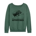 thumbnail image 1 of Instant Message - Hippopotenuse - Women's Lightweight French Terry Long Sleeve Shirt, 1 of 6