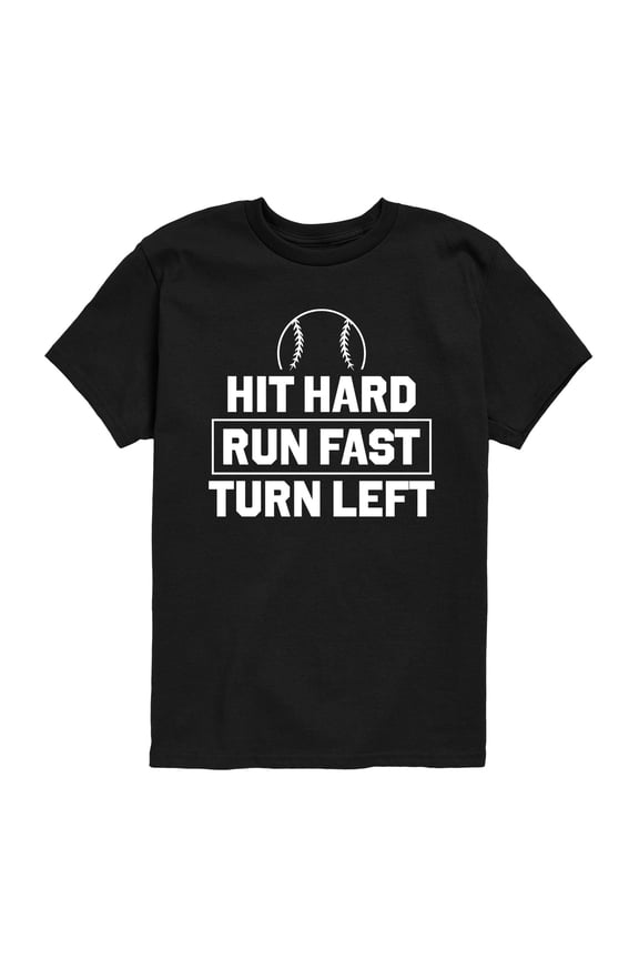 - Hit Hard Run Fast - Youth Boys Short Sleeve Graphic T-Shirt