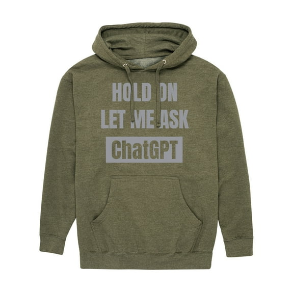 Instant Message - Hold On Ask Chatgpt - Men's Pullover Hooded Fleece Sweatshirt