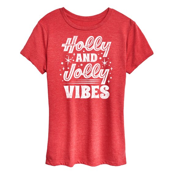 Instant Message - Holly And Jolly Vibes Christmas - Women's Short Sleeve Graphic T-Shirt