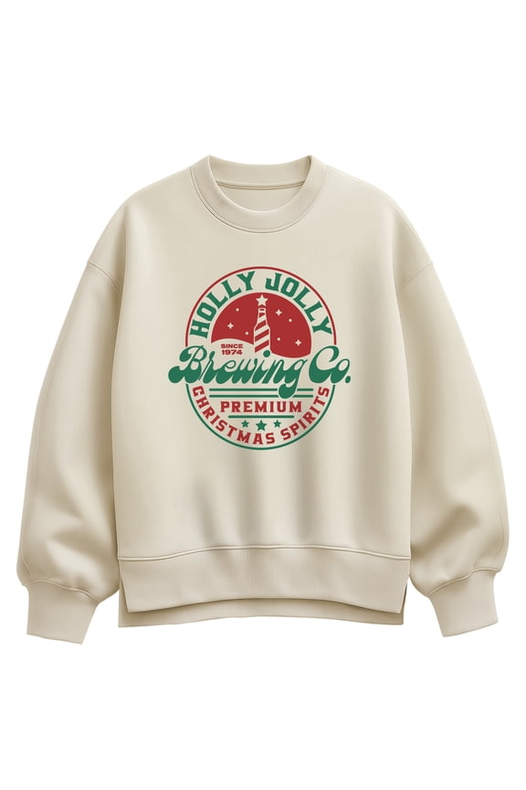- Holly Jolly Brewing Co. - Women's Oversized Fleece Crew Sweatshirt