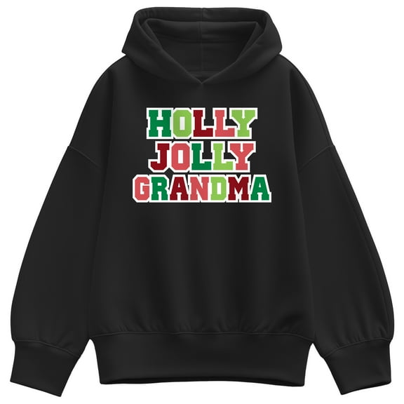 Instant Message - Holly Jolly Grandma - Ladies Oversized Fleece Hoodie Sweatshirt