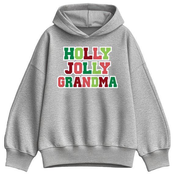 Instant Message - Holly Jolly Grandma Oversized Fleece Hoodie Sweatshirt