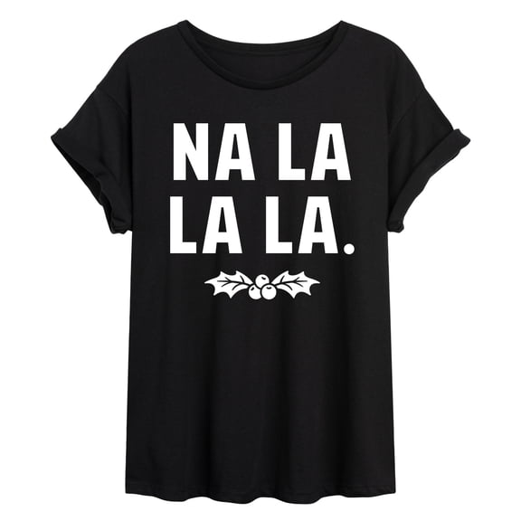 Instant Message - Holly Na La La La - Juniors Oversized Graphic T-Shirt