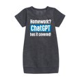 thumbnail image 1 of Instant Message - Homework ChatGTP Has It Covered - Toddler And Youth Girls Fleece Dress, 1 of 5